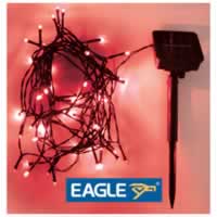 Eagle LED Solar Powered Outdoor String Lights 100 LEDs 10m Length. Red #3