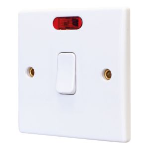Eagle 1 Way Double Pole 20A Switch with Neon. Curved Edge