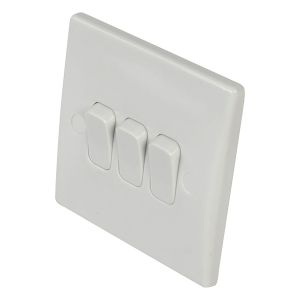 Eagle 2 Way 3 Gang Light Switch Curved Edge 10A