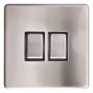 Eagle 2 Gang 2 Way 10A Light Switch Screwless
