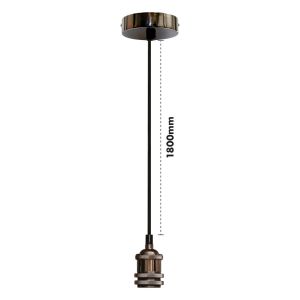 Eagle Vintage Single E27 Pendant Lamp Holder 1.8M. Black Chrome