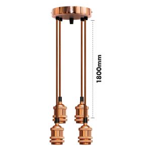 Eagle Vintage Quad Pendant Lamp Holder. Rose Gold. E27