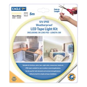 Eagle 12V IP65 LED Tape Light Kit 5M In line PSU. Warm White #2