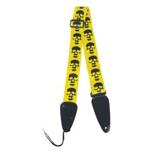 Johnny Brook Guitar Strap Yellow with Black Skulls