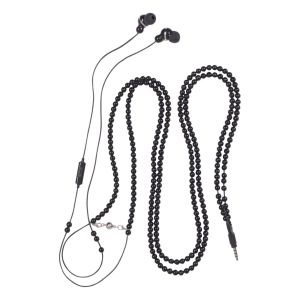 SoundLAB Pearl Style Necklace Earphones with Microphone. Black