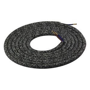 Girard Sudron. Round Textile Cables 2 x 0.75mm. Grey & Black