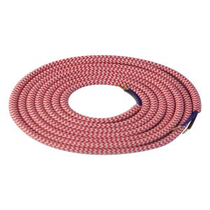 Girard Sudron. Round Textile Cables 2 x 0.75mm. White &amp; Red