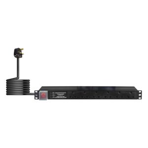 Eagle 6 Way UK Horizontal Socket PDU with 3 Way Surge Protection. 2m