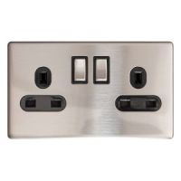 Eagle 2 Gang 13A Double Pole Switched Socket Screwless