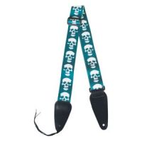 Johnny Brook Guitar Strap Green with White Skulls