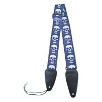 Johnny Brook Guitar Strap Blue with White Skulls
