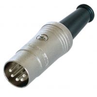 Neutrik Gold Plated NYS322AG 5 Pole Din Plug with Rubber Boot