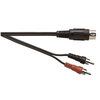 Black 5 Pin Din Plug to 2x Phono Plugs Lead. 1.2m