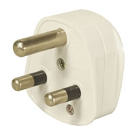 White 5A Plug with Rounded Pins