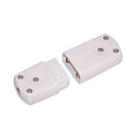 White 10A 2 Pin In line Connector. Bulk