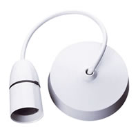 White 100W T2 Pendant Lamp Holder with Ceiling Rose