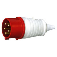415V Red 32A 5 Contact High Current In line Plug