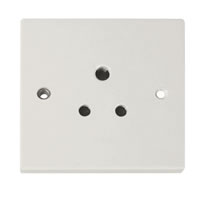 White 5 Amp Socket Round Unswitched Euro Style