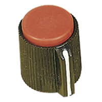 Ribbed Pointer Knob Red 13x 15.5mm