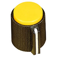 Ribbed Pointer Knob Yellow 13x 15.5mm