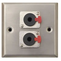 Silver Metal Wall Plate with 2x 6.35mm Jack Socket Standard Size