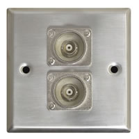Silver Metal Wall Plate with 2x BNC Sockets Standard Size