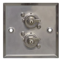 Silver Metal Wall Plate with 2x BNC Sockets Standard Size #2