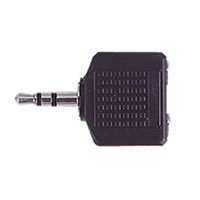 Black 3.5mm Stereo Plug to 2x 3.5mm Stereo Sockets