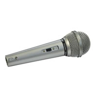 Silver Switched Plastic Bodied Vocal Microphone with Lead