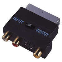 Scart Adaptor with Scart to 3 Phono Plugs and SVHS Socket