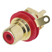 Neutrik Red Coloured Gold Plated NYS367 2 Phono Chassis Socket