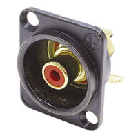Neutrik Black Red Insert Gold Plated NF2D 2 Phono Chassis Socket
