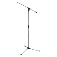 Chrome Black Metal Microphone Stand with Boom Arm