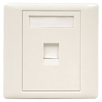 White RJ45 Shuttered Outlet Plate with Screws