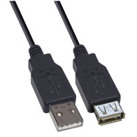 Black 2m USB Male A to USB Female A Lead